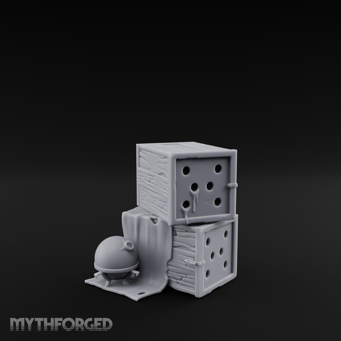 Cloth-Draped Nail-Studded Workshop Crate Stack Miniature for Dungeons and Dragons, Pathfinder or other TTRPGs