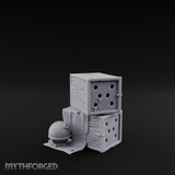 Cloth-Draped Nail-Studded Workshop Crate Stack Miniature for Dungeons and Dragons, Pathfinder or other TTRPGs