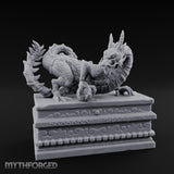 Cloud-Carved Claw-Lunging Eastern Dragon Guardian Statue Miniature for Dungeons and Dragons, Pathfinder or other TTRPGs