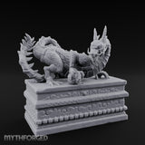 Cloud-Carved Claw-Lunging Eastern Dragon Guardian Statue Miniature for Dungeons and Dragons, Pathfinder or other TTRPGs