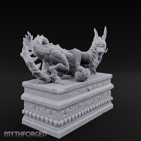 Cloud-Carved Claw-Lunging Eastern Dragon Guardian Statue Miniature for Dungeons and Dragons, Pathfinder or other TTRPGs