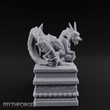 Cloud-Carved Claw-Lunging Eastern Dragon Guardian Statue Miniature for Dungeons and Dragons, Pathfinder or other TTRPGs