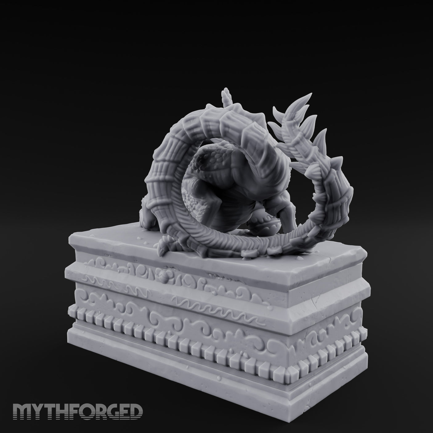 Cloud-Carved Claw-Lunging Eastern Dragon Guardian Statue Miniature for Dungeons and Dragons, Pathfinder or other TTRPGs