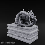 Cloud-Carved Claw-Lunging Eastern Dragon Guardian Statue Miniature for Dungeons and Dragons, Pathfinder or other TTRPGs