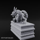 Cloud-Carved Claw-Lunging Eastern Dragon Guardian Statue Miniature for Dungeons and Dragons, Pathfinder or other TTRPGs