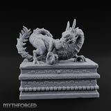 Cloud-Carved Claw-Lunging Eastern Dragon Guardian Statue Miniature for Dungeons and Dragons, Pathfinder or other TTRPGs