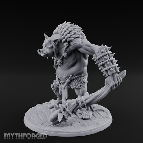 Club Dragging Pig Orc Brute Miniature for Dungeons and Dragons, Pathfinder or other TTRPGs