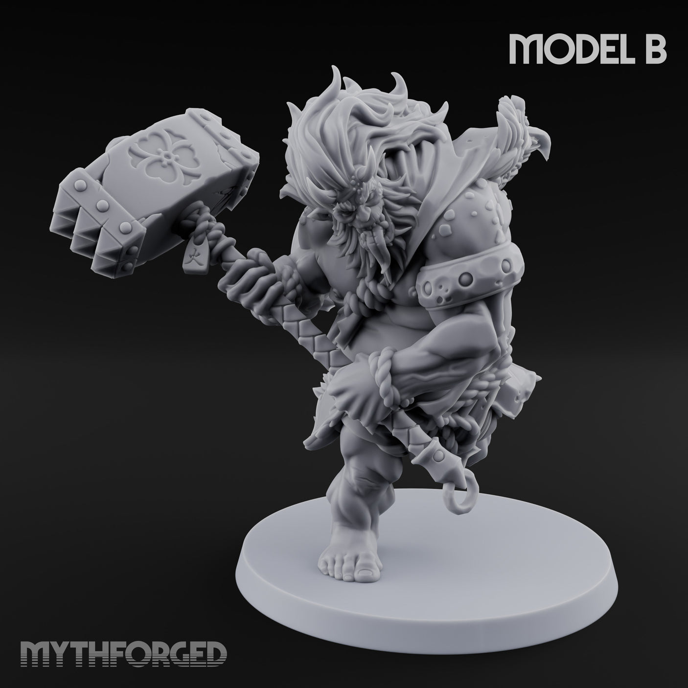 Club Smashing Oni Brute B Miniature for Dungeons and Dragons, Pathfinder or other TTRPGs