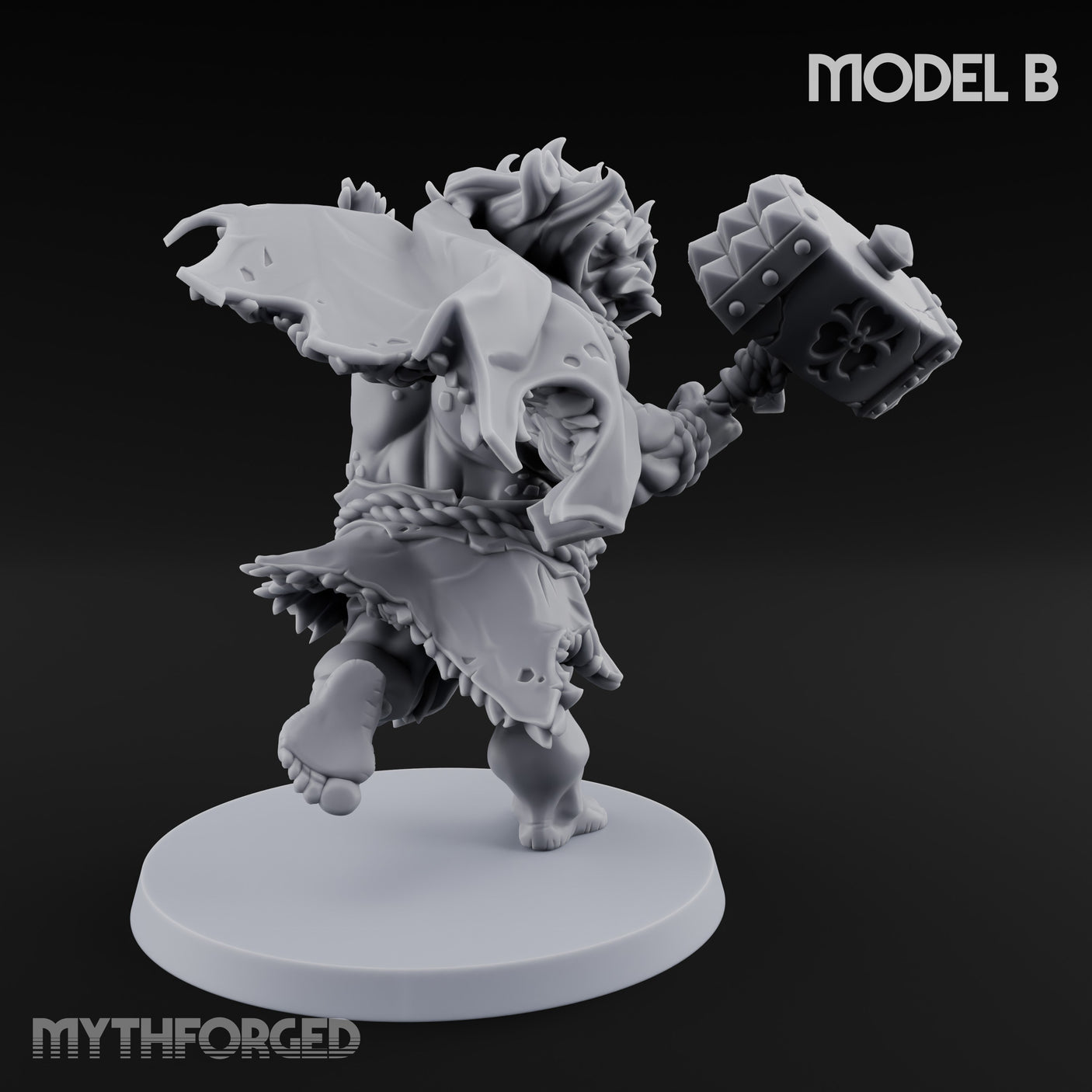 Club Smashing Oni Brute B Miniature for Dungeons and Dragons, Pathfinder or other TTRPGs