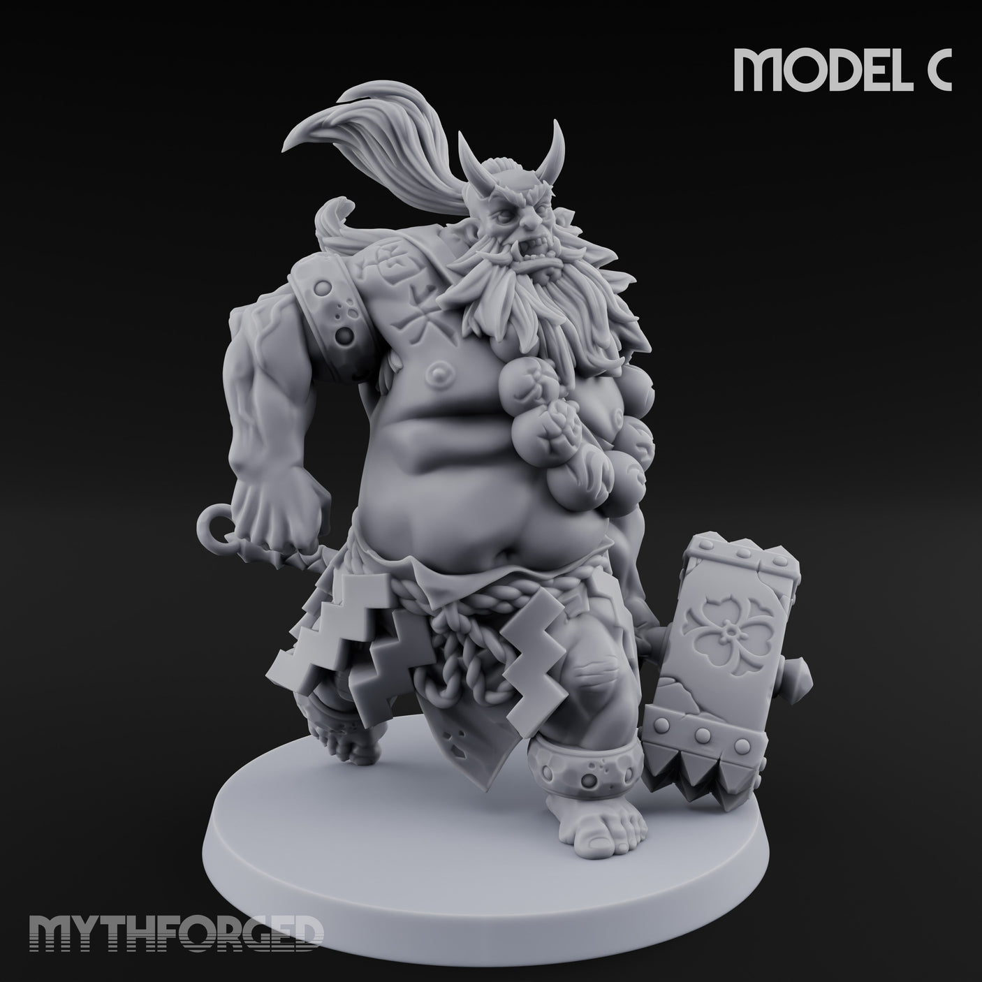 Club Smashing Oni Brute C Miniature for Dungeons and Dragons, Pathfinder or other TTRPGs