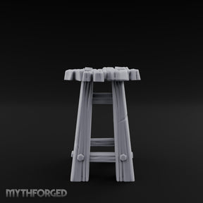 Clutter-Topped Hex-Bolted Tavern Stool