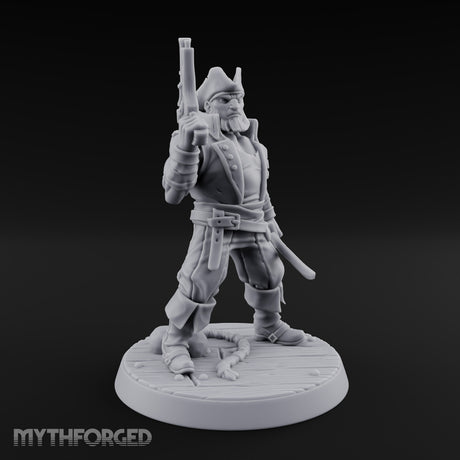 Pistol Held High Human Pirate Miniature for Dungeons and Dragons, Pathfinder or other TTRPGs