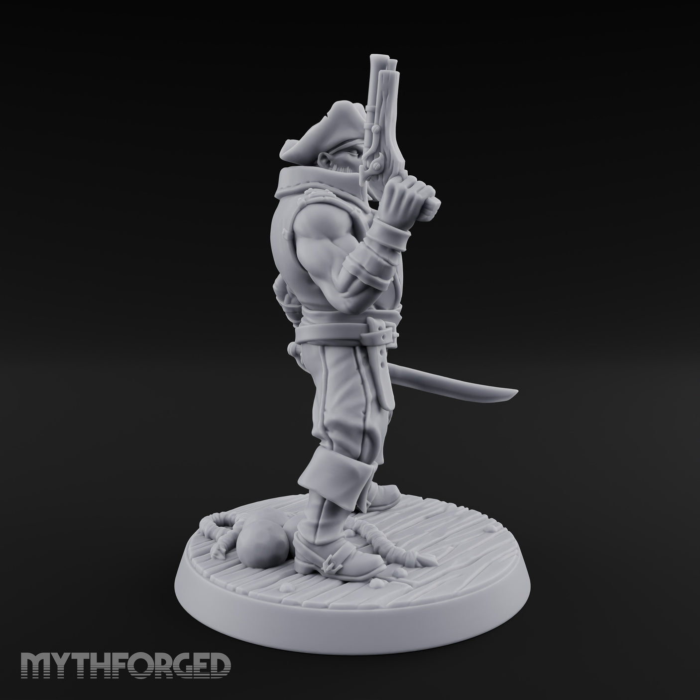 Pistol Held High Human Pirate Miniature for Dungeons and Dragons, Pathfinder or other TTRPGs