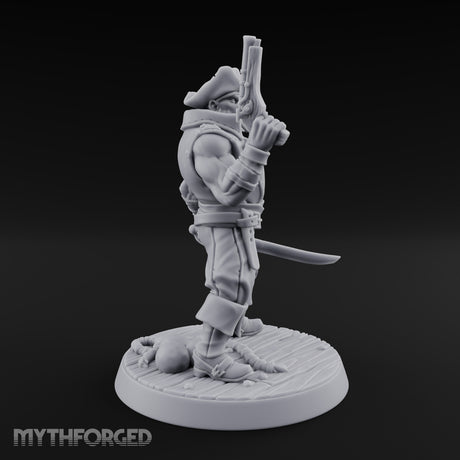 Pistol Held High Human Pirate Miniature for Dungeons and Dragons, Pathfinder or other TTRPGs