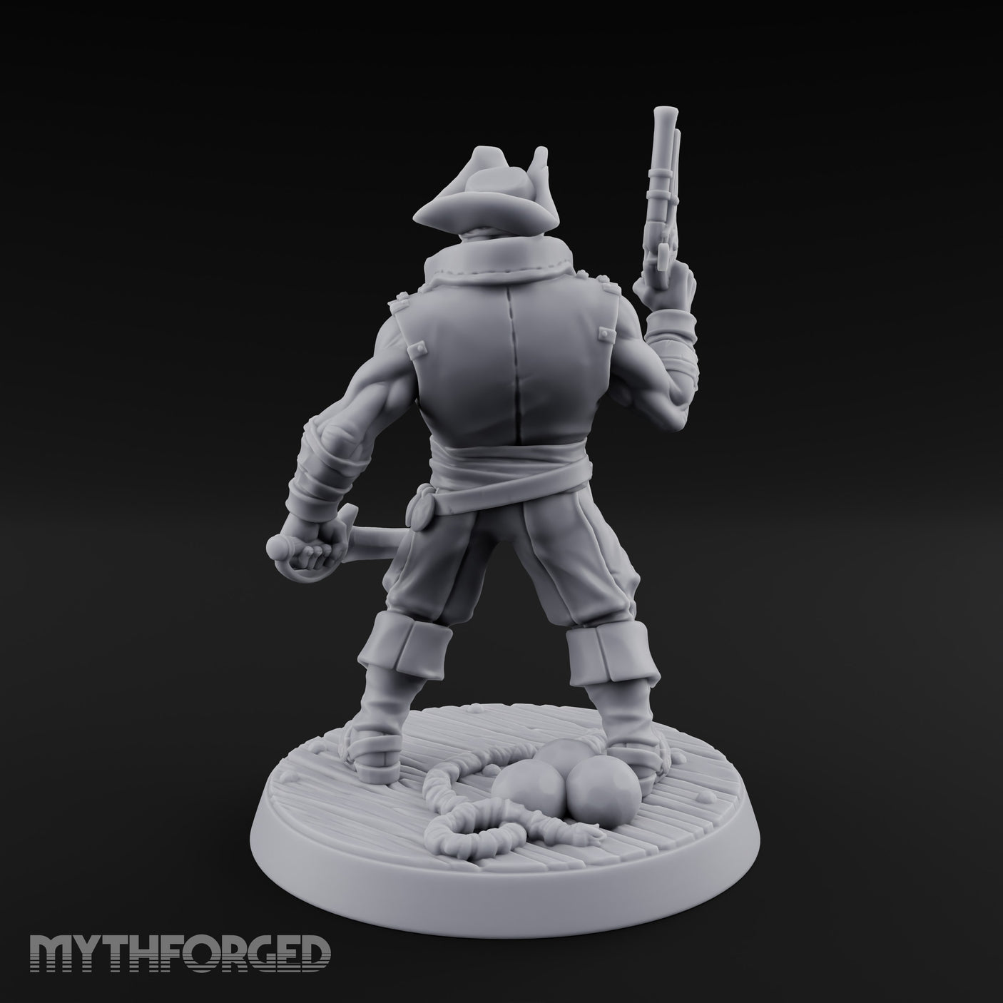 Pistol Held High Human Pirate Miniature for Dungeons and Dragons, Pathfinder or other TTRPGs