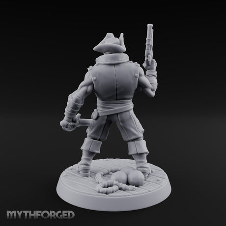 Pistol Held High Human Pirate Miniature for Dungeons and Dragons, Pathfinder or other TTRPGs