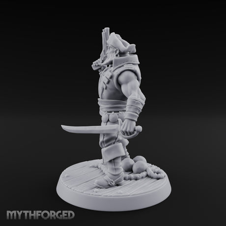 Pistol Held High Human Pirate Miniature for Dungeons and Dragons, Pathfinder or other TTRPGs