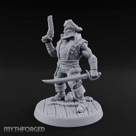 Pistol Held High Human Pirate Miniature for Dungeons and Dragons, Pathfinder or other TTRPGs