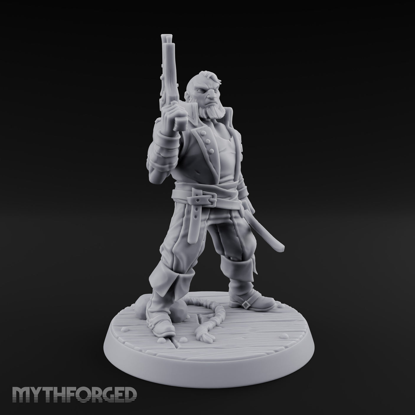 Pistol Held High Human Pirate Miniature for Dungeons and Dragons, Pathfinder or other TTRPGs