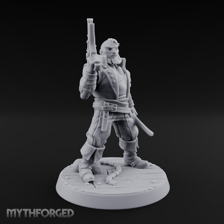 Pistol Held High Human Pirate Miniature for Dungeons and Dragons, Pathfinder or other TTRPGs