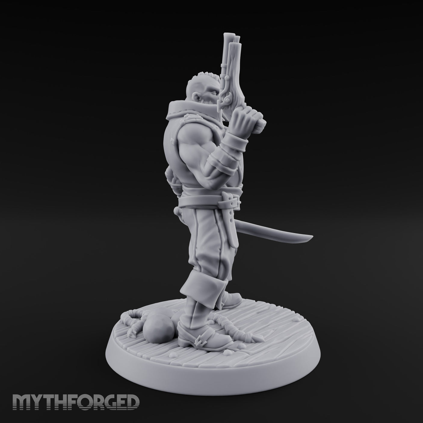 Pistol Held High Human Pirate Miniature for Dungeons and Dragons, Pathfinder or other TTRPGs