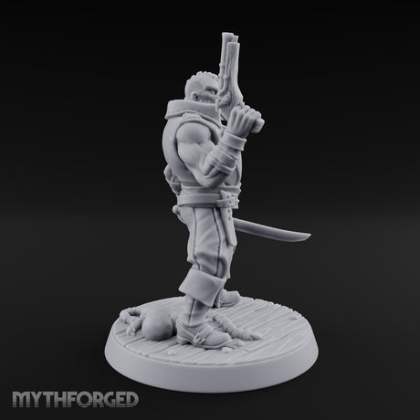 Pistol Held High Human Pirate Miniature for Dungeons and Dragons, Pathfinder or other TTRPGs