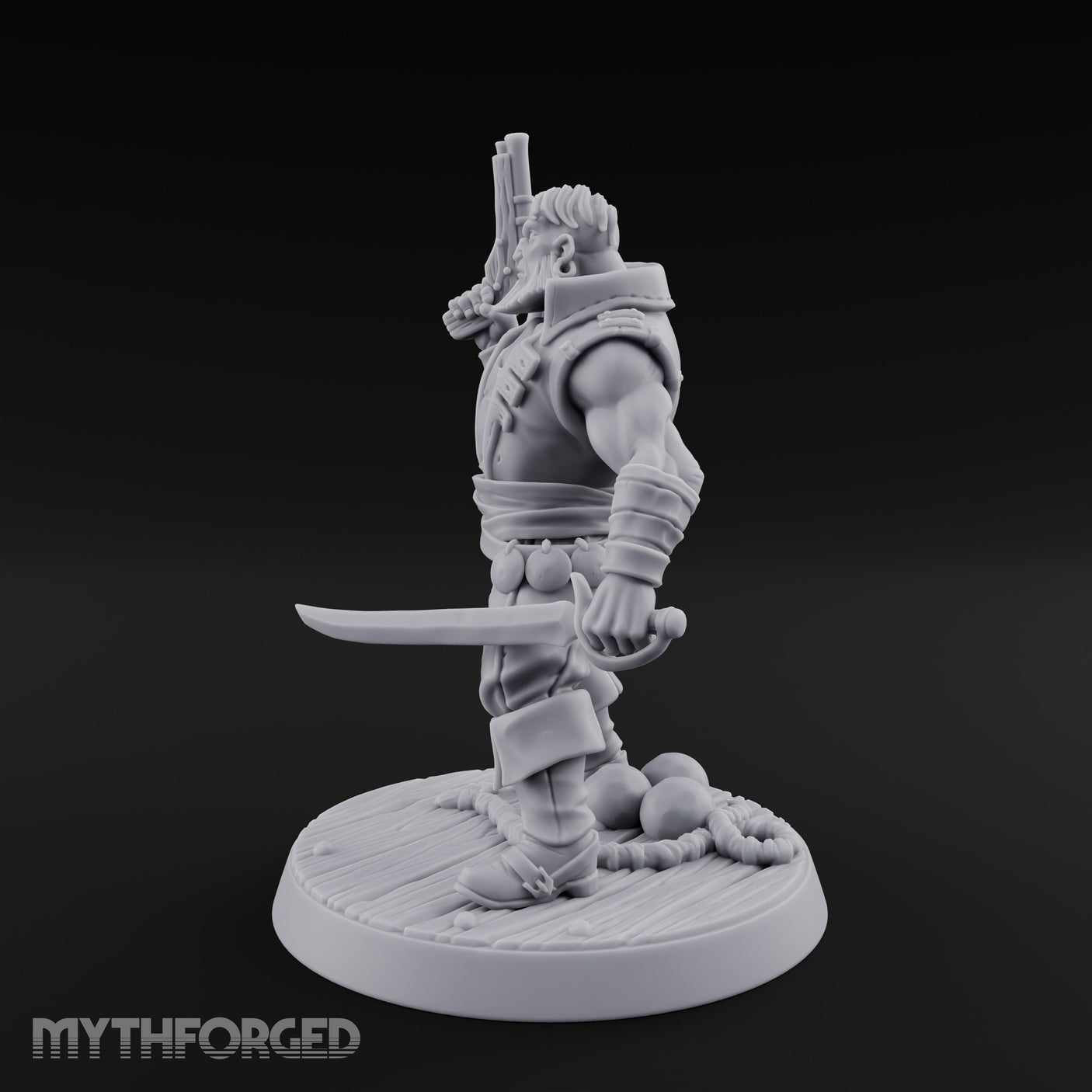 Pistol Held High Human Pirate Miniature for Dungeons and Dragons, Pathfinder or other TTRPGs