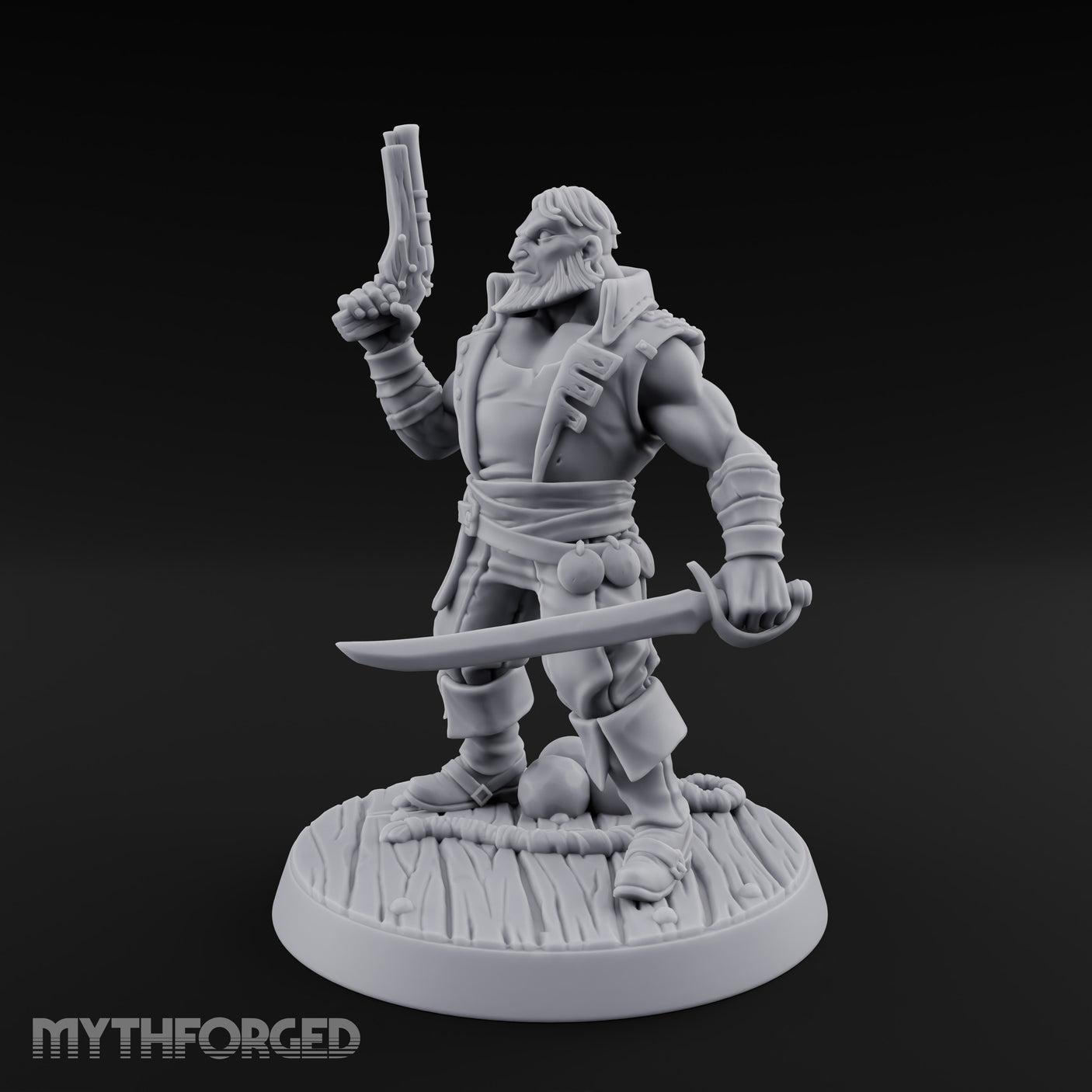 Pistol Held High Human Pirate Miniature for Dungeons and Dragons, Pathfinder or other TTRPGs