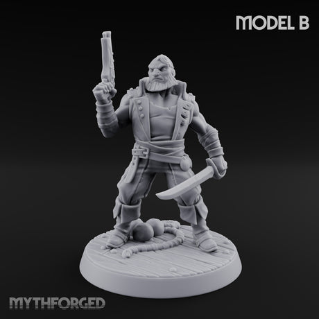 Pistol Held High Human Pirate Miniature for Dungeons and Dragons, Pathfinder or other TTRPGs