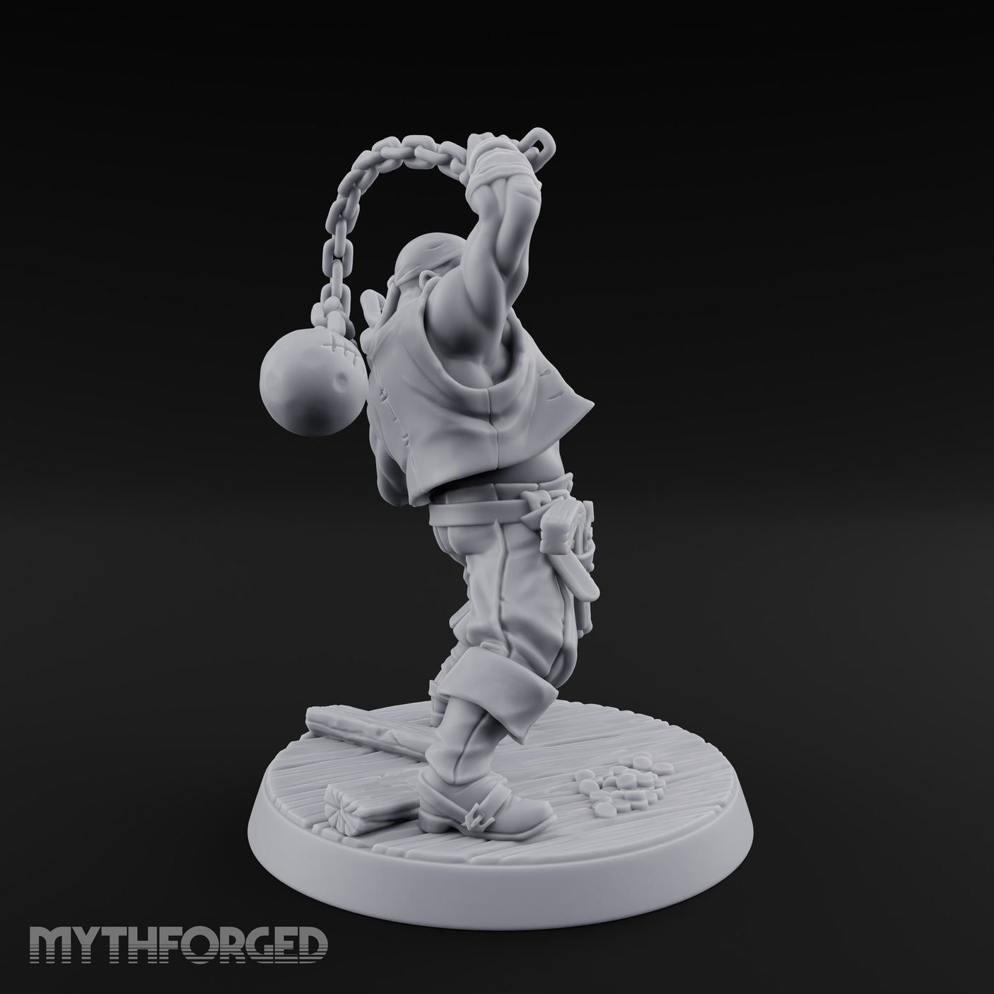 Swinging the Shot Human Pirate Miniature for Dungeons and Dragons, Pathfinder or other TTRPGs