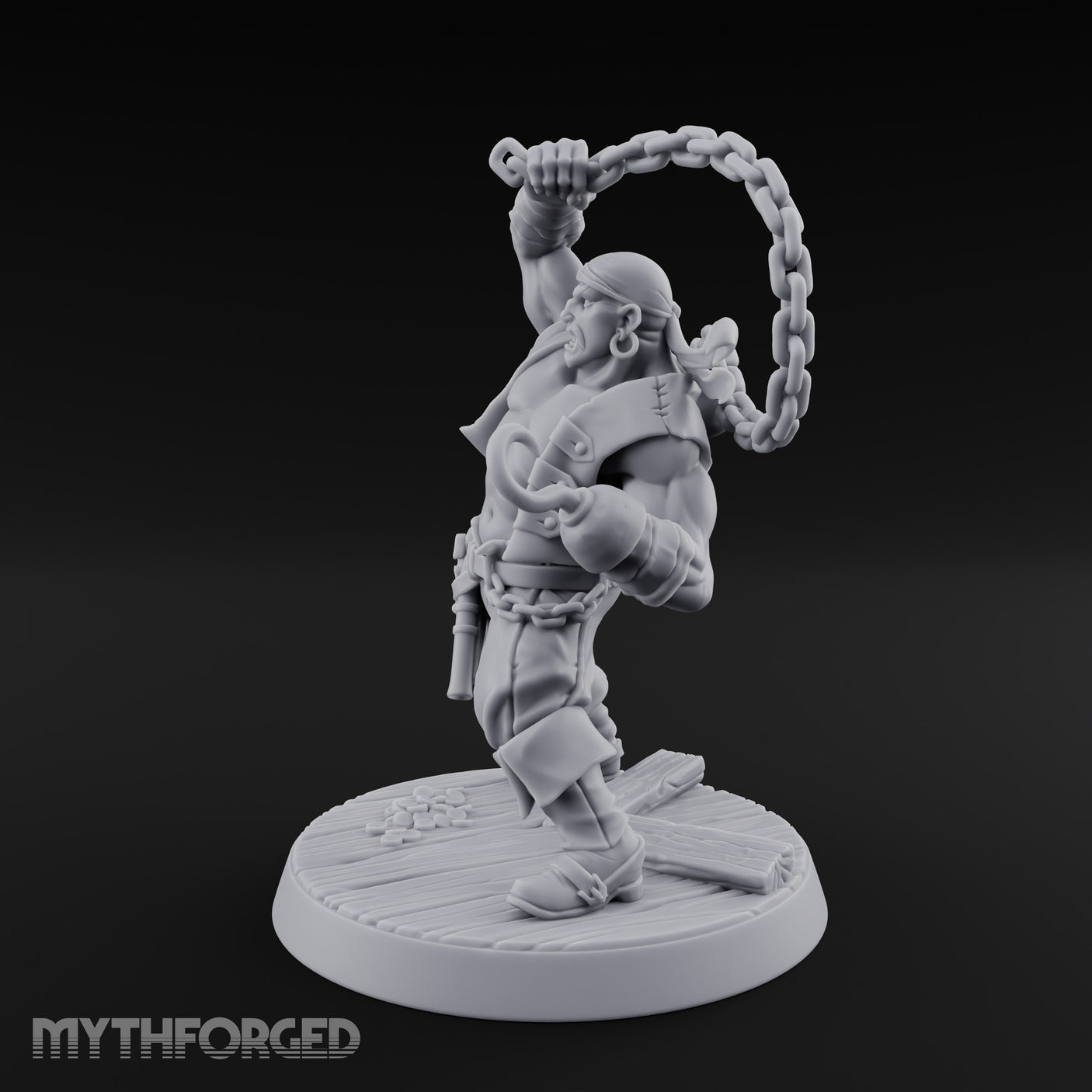 Swinging the Shot Human Pirate Miniature for Dungeons and Dragons, Pathfinder or other TTRPGs