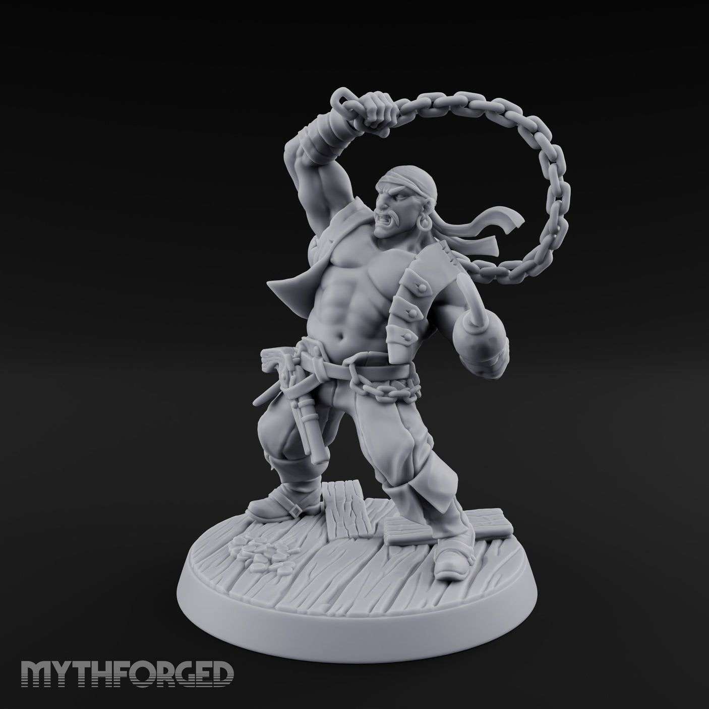 Swinging the Shot Human Pirate Miniature for Dungeons and Dragons, Pathfinder or other TTRPGs
