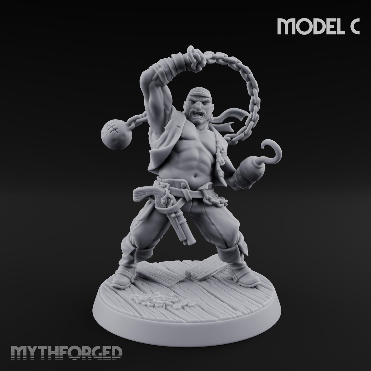 Swinging the Shot Human Pirate Miniature for Dungeons and Dragons, Pathfinder or other TTRPGs