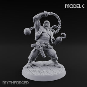 Swinging the Shot Human Pirate Miniature for Dungeons and Dragons, Pathfinder or other TTRPGs