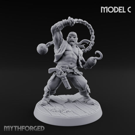 Swinging the Shot Human Pirate Miniature for Dungeons and Dragons, Pathfinder or other TTRPGs