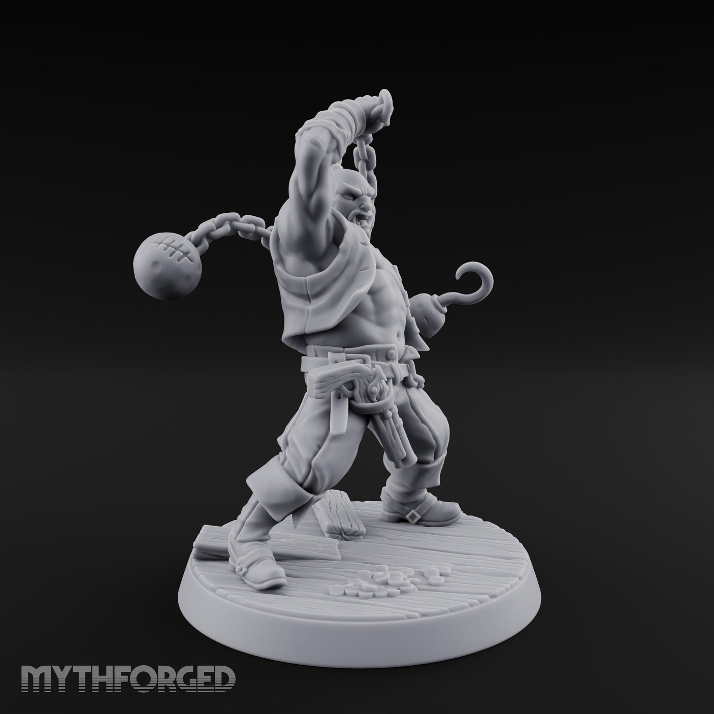 Swinging the Shot Human Pirate Miniature for Dungeons and Dragons, Pathfinder or other TTRPGs