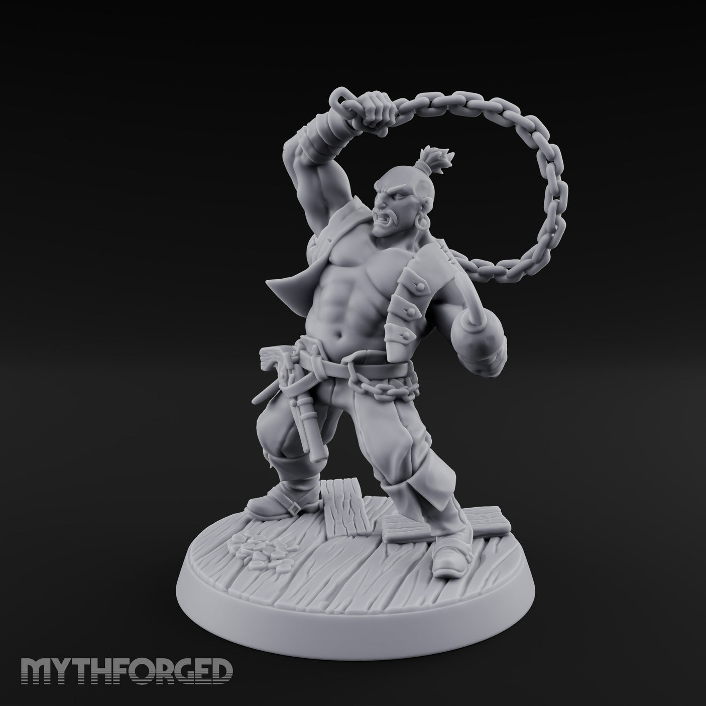 Swinging the Shot Human Pirate Miniature for Dungeons and Dragons, Pathfinder or other TTRPGs