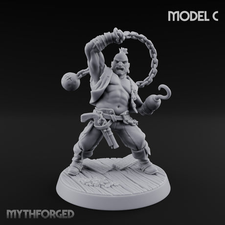 Swinging the Shot Human Pirate Miniature for Dungeons and Dragons, Pathfinder or other TTRPGs
