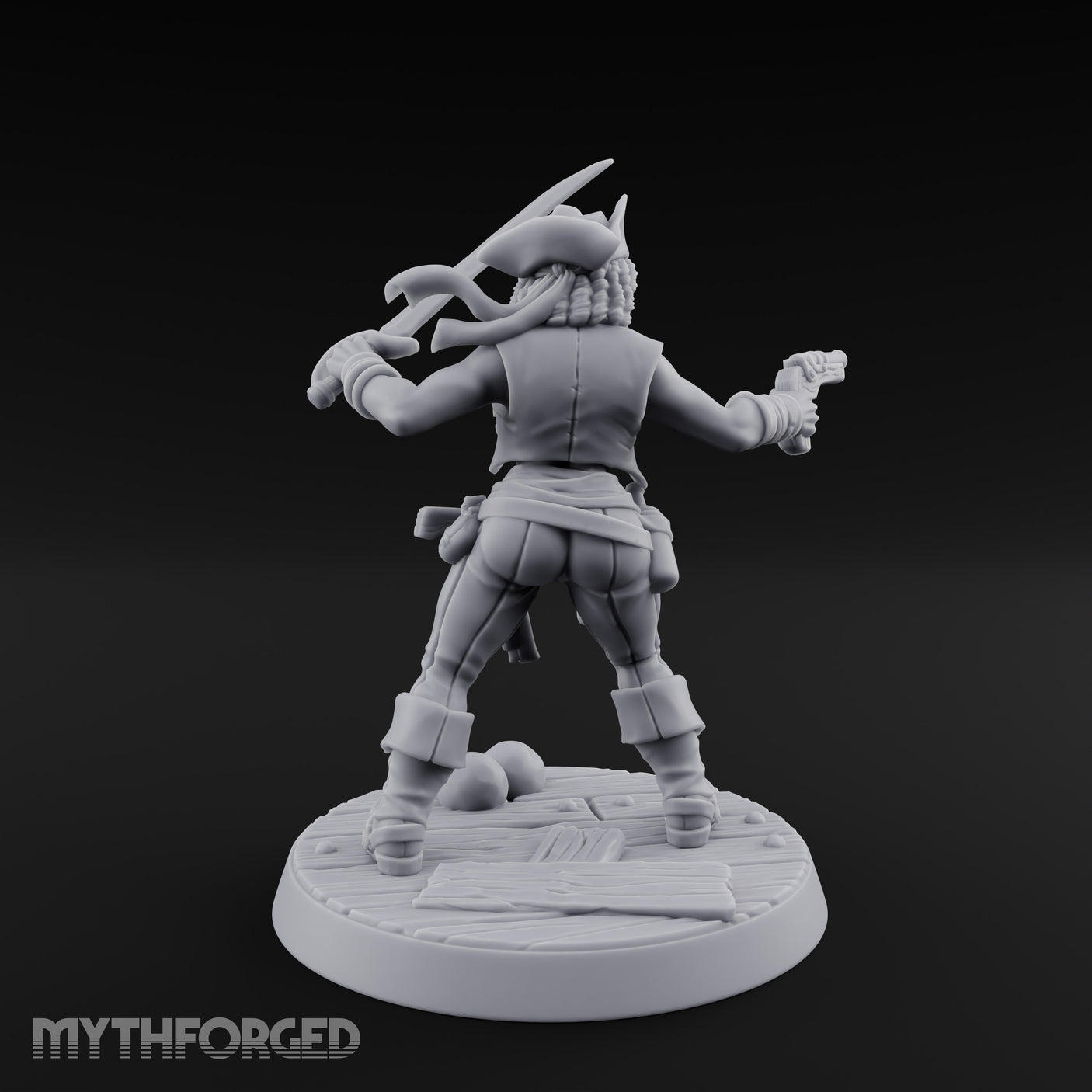 Blade High, Pistol Ready Human Pirate Miniature for Dungeons and Dragons, Pathfinder or other TTRPGs