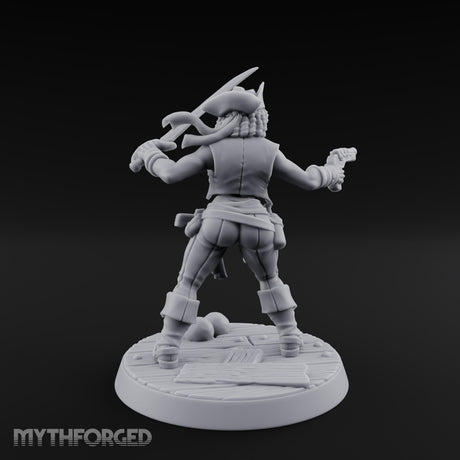 Blade High, Pistol Ready Human Pirate Miniature for Dungeons and Dragons, Pathfinder or other TTRPGs