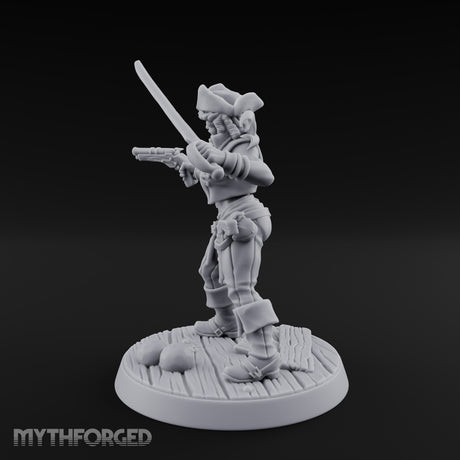 Blade High, Pistol Ready Human Pirate Miniature for Dungeons and Dragons, Pathfinder or other TTRPGs