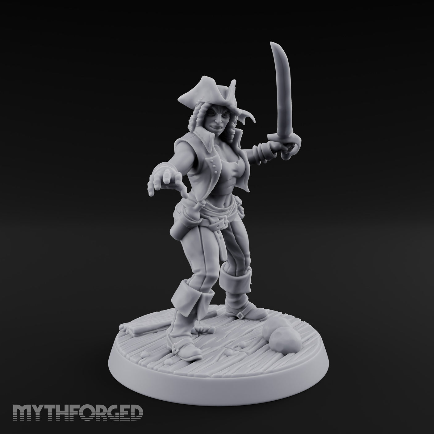 Blade High, Pistol Ready Human Pirate Miniature for Dungeons and Dragons, Pathfinder or other TTRPGs