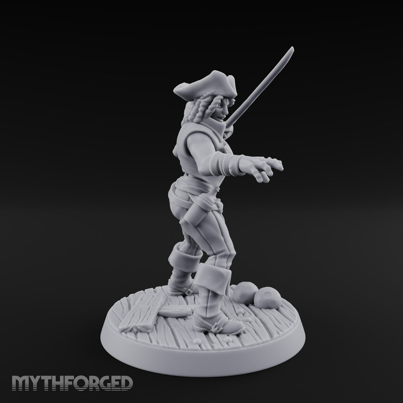 Blade High, Pistol Ready Human Pirate Miniature for Dungeons and Dragons, Pathfinder or other TTRPGs