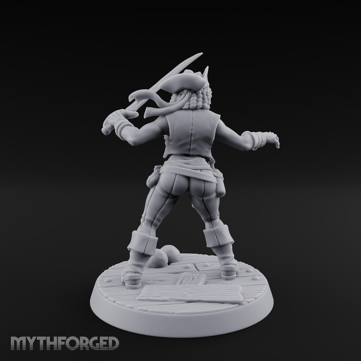 Blade High, Pistol Ready Human Pirate Miniature for Dungeons and Dragons, Pathfinder or other TTRPGs