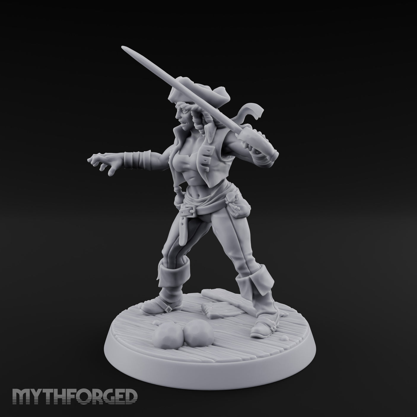 Blade High, Pistol Ready Human Pirate Miniature for Dungeons and Dragons, Pathfinder or other TTRPGs