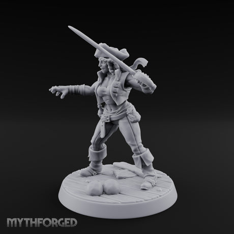 Blade High, Pistol Ready Human Pirate Miniature for Dungeons and Dragons, Pathfinder or other TTRPGs