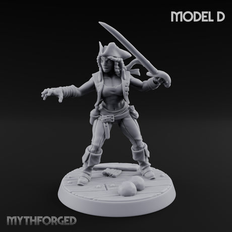 Blade High, Pistol Ready Human Pirate Miniature for Dungeons and Dragons, Pathfinder or other TTRPGs