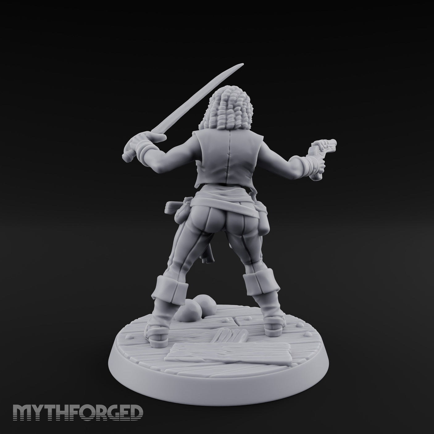 Blade High, Pistol Ready Human Pirate Miniature for Dungeons and Dragons, Pathfinder or other TTRPGs