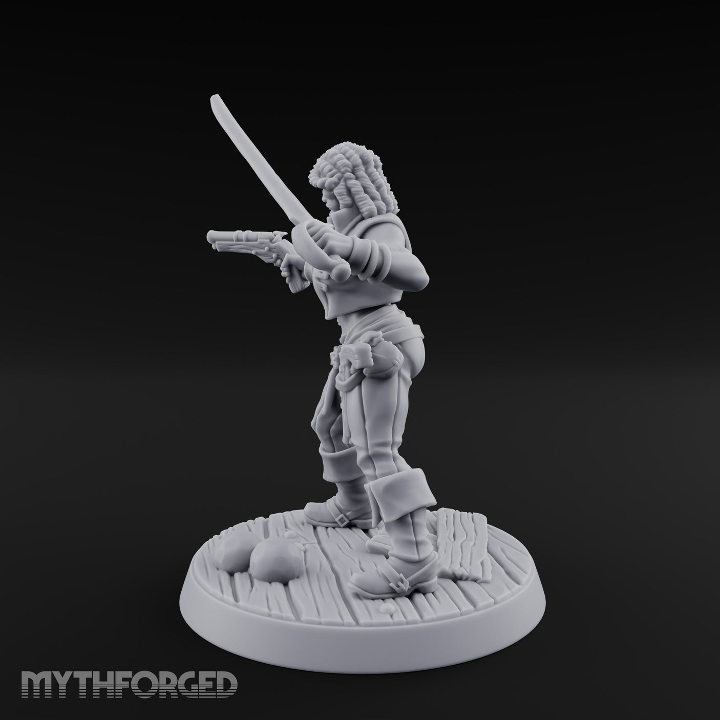 Blade High, Pistol Ready Human Pirate Miniature for Dungeons and Dragons, Pathfinder or other TTRPGs