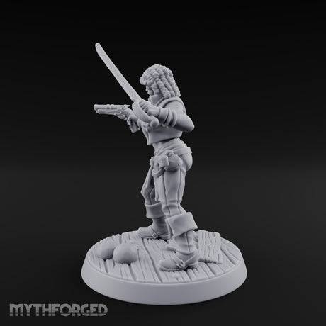 Blade High, Pistol Ready Human Pirate Miniature for Dungeons and Dragons, Pathfinder or other TTRPGs